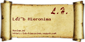 Löb Hieronima névjegykártya